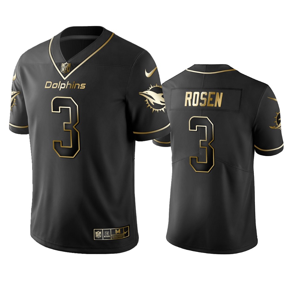 Miami Dolphins #3 Josh Rosen Men Stitched NFL Vapor Untouchable Limited Black Golden Jersey->miami dolphins->NFL Jersey